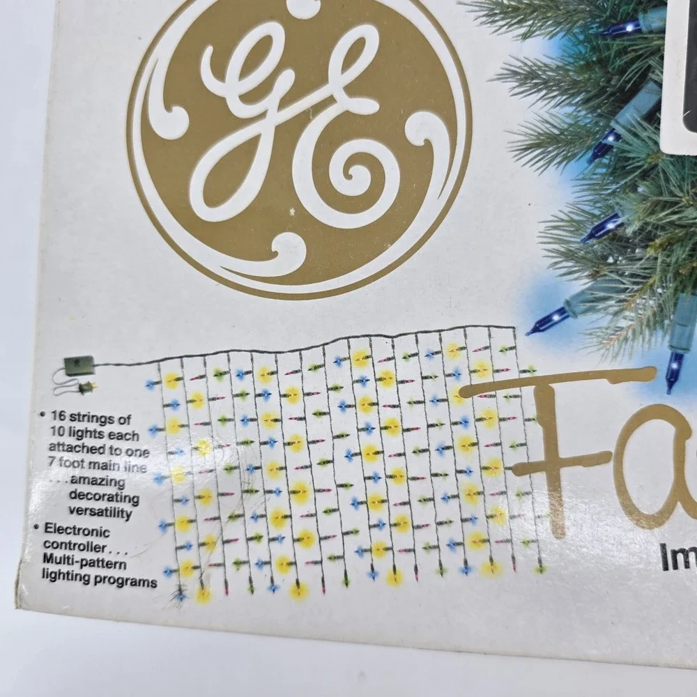 Vtg GE Fascinations Multi Pattern 160 Christmas Light Set 1990 New Tested‎